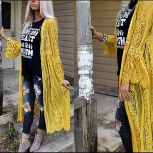 Mustard lace duster